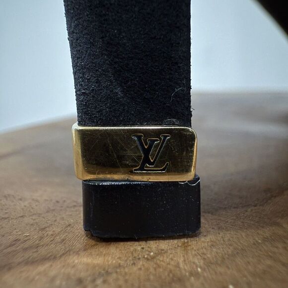 LOUIS VUITTON MA0163 Short Boots Suede Black Rabbit Fur Womens EU 39 US 9 - Picture 4 of 16